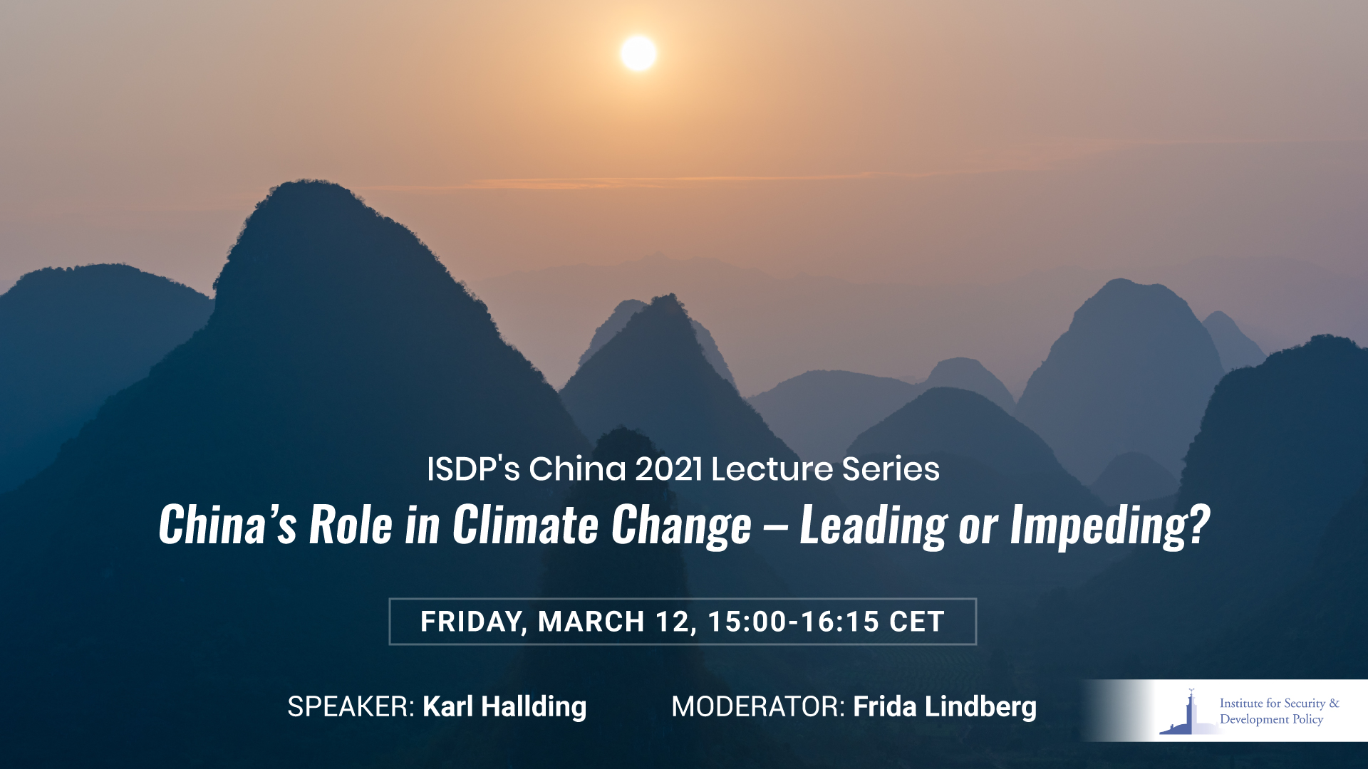China Lecture Series: China’s Role in Climate Change – Leading or ...