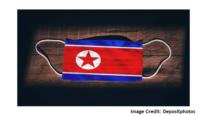 Photo of a face mask with North Korea's flag