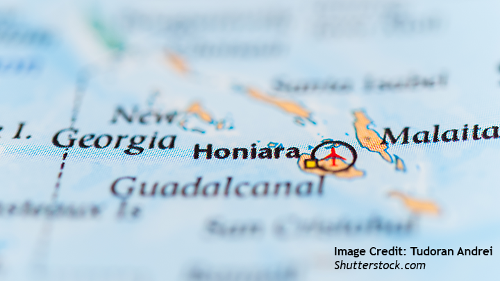 Picture of a blurred map focusing on Honiara