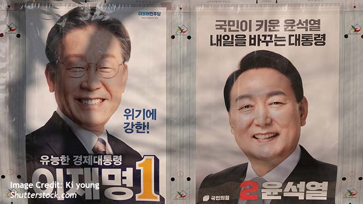 Poster of the major candidates of the 2022 election in South Korea